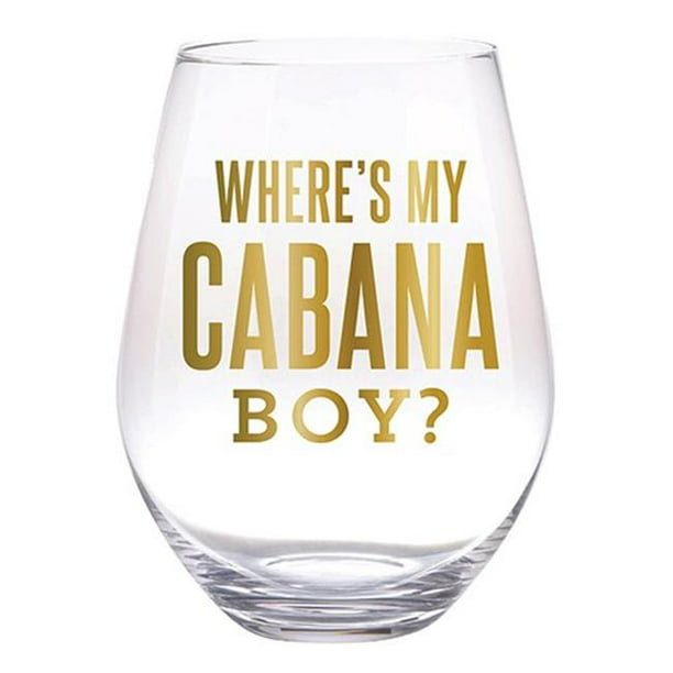 Wheres My Cabana Boy Plastic Stemless Wine Glasses 20 Ounces Set of 2 